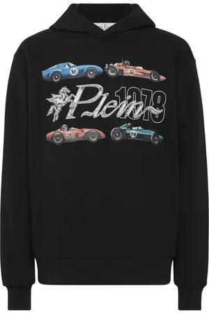 Philipp Plein Felpa con stampa auto e cappuccio