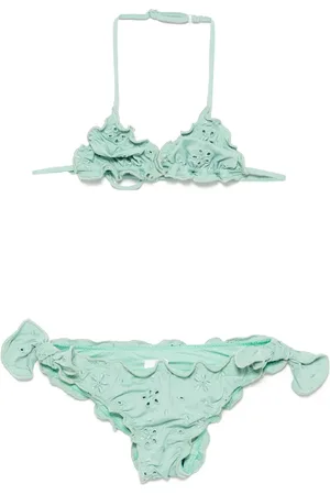 MC2 SAINT BARTH Top bikini con ricamo a fiori