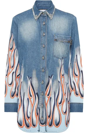 Philipp Plein Camicia denim Flame Racing