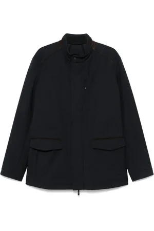 corneliani Giacca con bordo in pelle scamosciata