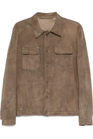 SALVATORE SANTORO Giacca-camicia in pelle scamosciata