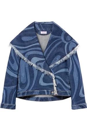 Puccini Giacca denim con stampa astratta