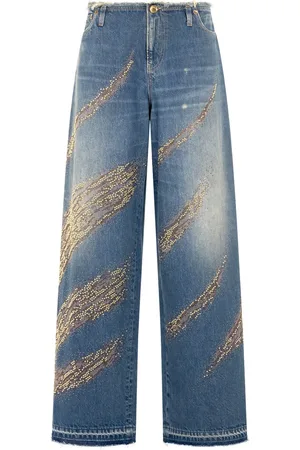 Roberto Cavalli Jeans a gamba ampia con effetto vissuto