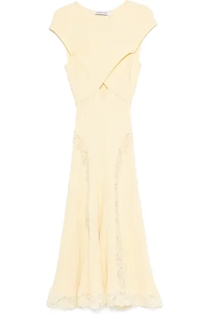 Self-Portrait Abito midi in maglia con inserto in pizzo