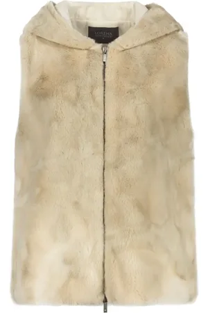 LORENA ANTONIAZZI Gilet in pelliccia sintetica con cappuccio