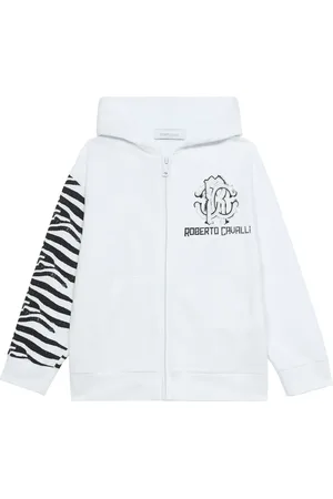 Roberto Cavalli Felpa in cotone con cappuccio e zip