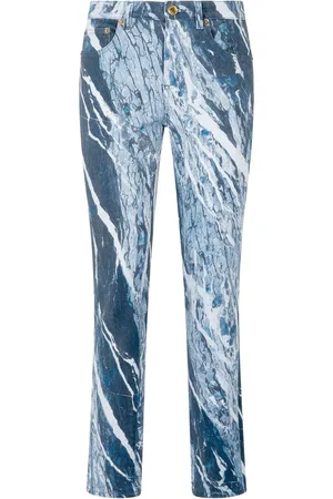 Roberto Cavalli Jeans dritti con stampa effetto marmo