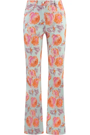 ST. JOHN Pantaloni svasati con stampa a fiori