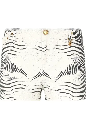 Roberto Cavalli Shorts denim con stampa zebrata