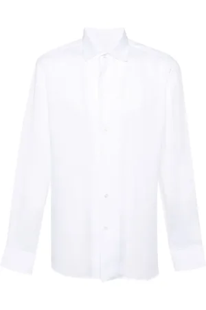 BRIONI Camicia in lino con trama armatura