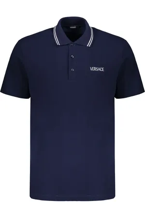 VERSACE Polo in cotone con ricamo logo