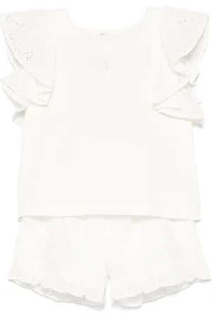 PATACHOU Set con top e shorts in pizzo sangallo