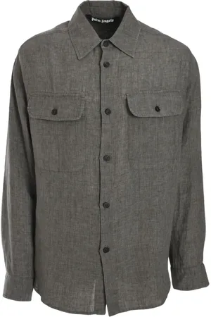 Palm Angels Giacca-camicia in lino con stampa