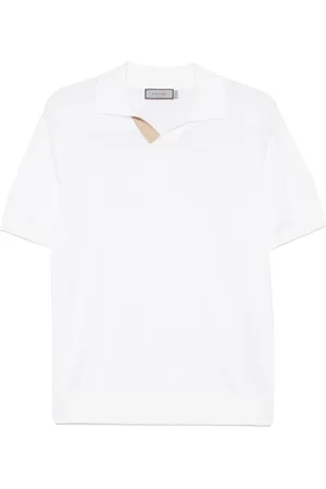 CANALI Polo con dettaglio in pelle scamosciata