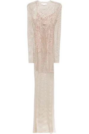 GENNY Abito lungo in rete con strass