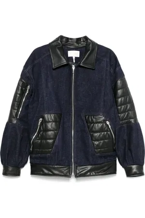 MITILIANE COUTURE Giacca denim con inserti in pelle
