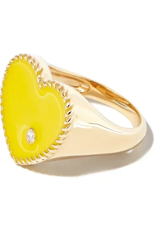 YVONNE LÉON Anello a sigillo in giallo 9kt con diamante