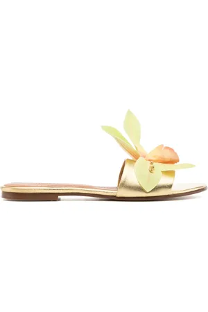 Alameda Turquesa Sandali Flower in pelle