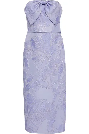 Amsale Abito midi a fiori jacquard