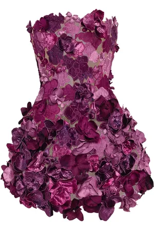Oscar de la Renta Abito da cocktail Orchid con ricamo