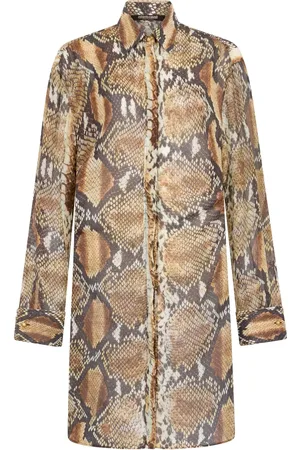 Roberto Cavalli Abito in cotone con stampa effetto pelle di serpente