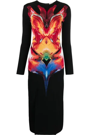Alexander McQueen Abito midi Solarised Orchid jacquard