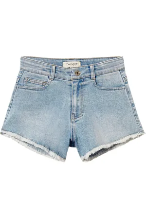 Twin-Set Shorts denim con frange