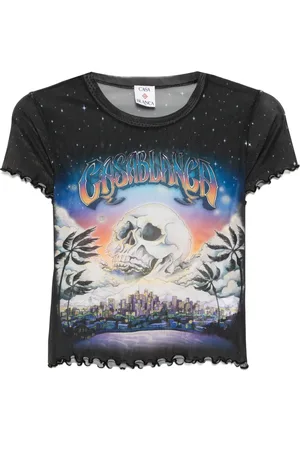 Casablanca T-shirt in rete con stampa