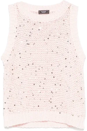 PESERICO SIGN Canotta in tricot con paillettes