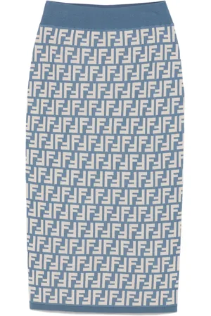 Fendi Gonna midi con logo FF jacquard