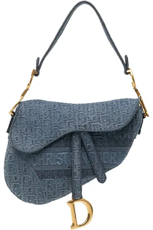 Dior Borsa a spalla Saddle in denim con ricamo e motivo Oblique 2019