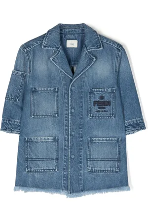 Fendi Cappotto denim con ricamo