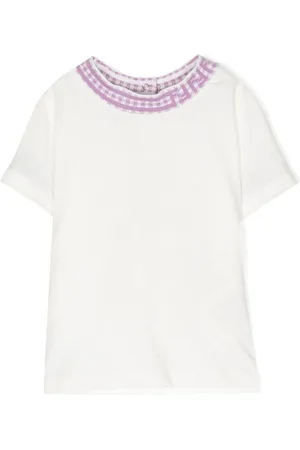 Fendi T-shirt con colletto a quadri