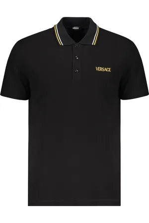 VERSACE Polo in cotone con ricamo logo
