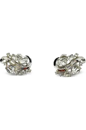 JENNIFER GIBSON JEWELLERY Orecchini Vintage Crown Trifari Crystal Swirl anni 