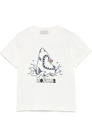 Moncler T-shirt in cotone con stampa squalo