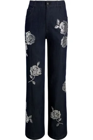 Cinq A Sept Jeans a gamba ampia con ricamo a fiori