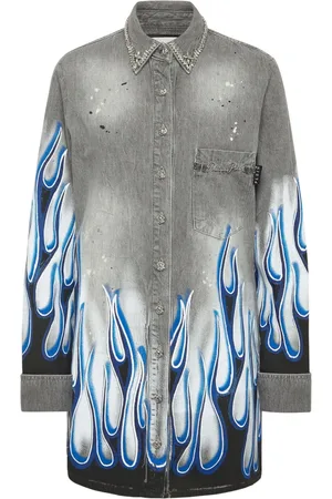 Philipp Plein Camicia denim con stampa