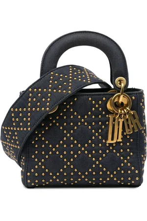 Dior Borsa a tracolla Lady Dior mini in denim con borchie e motivo Cannage 2017