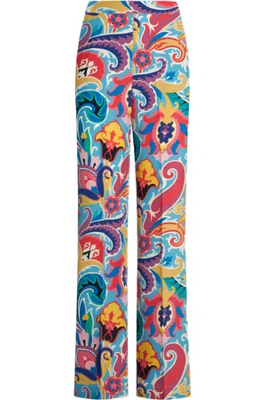 Etro Pantaloni a palazzo in seta con stampa