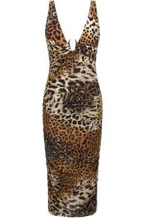 Roberto Cavalli Abito midi con stampa leopardata