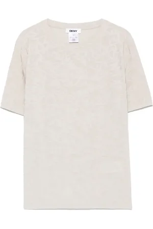 DKNY T-shirt crop con logo jacquard