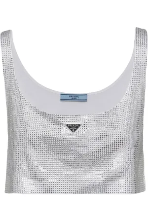 Prada Top corto con strass