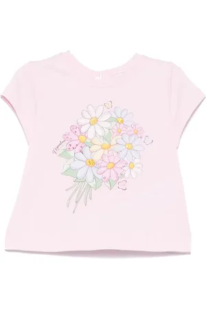 MONNALISA T-shirt in jersey con stampa bouquet