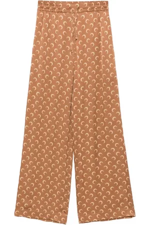 Marine Serre Pantaloni in raso con motivo jacquard