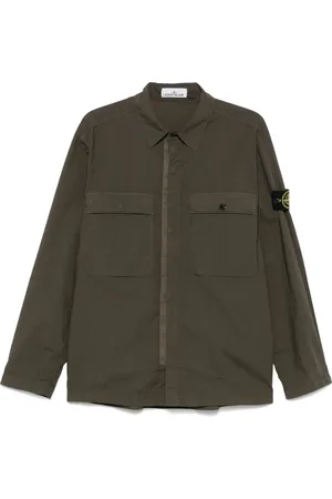 Stone Island Giacca-camicia con applicazione Compass