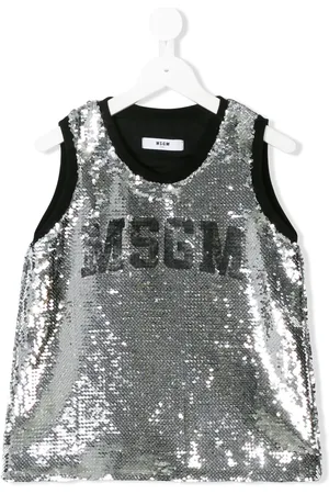 Msgm Top di paillettes con logo