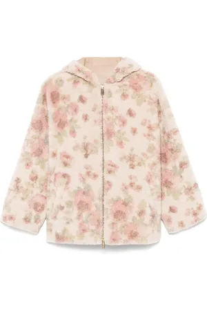 BLUMARINE Giacca in shearling con stampa bouquet