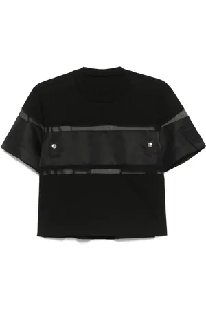 SACAI T-shirt con inserti semi trasparenti