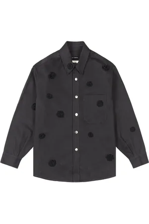 SONG FOR THE MUTE Giacca-camicia nera con ricamo margherite